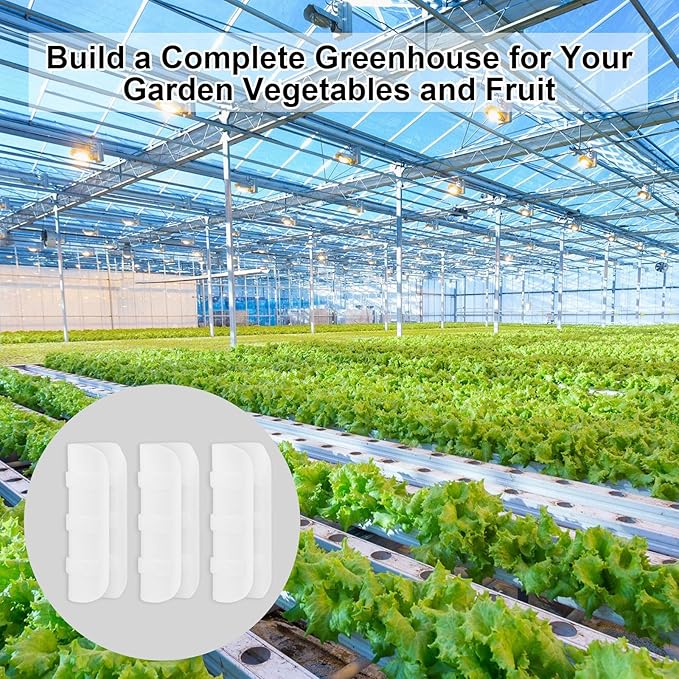 80PCS 1 inch Greenhouse Clips White Greenhouse Clamps Black Plastic Clamps Garden Buildings Tube Clips for PVC Pipe Greenhouse Films, Sunshade Nets, Shelters, Farming, Gardening