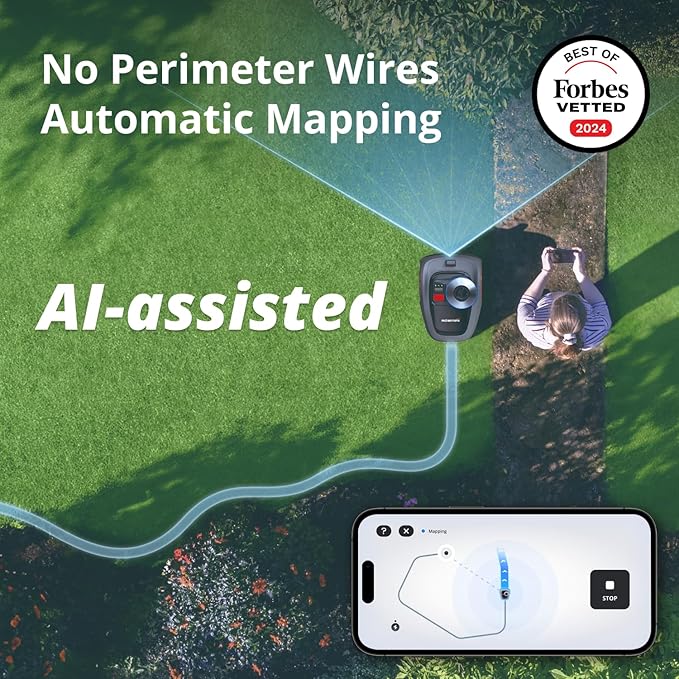 Segway Navimow i110N Robot Lawn Mower Perimeter Wire Free 1/4 Acre RTK+Vision Robotic Lawnmower, AI-Assisted Mapping, Virtual Boundary, APP Control, 58dB(A) Quiet, Multi-Zone Management
