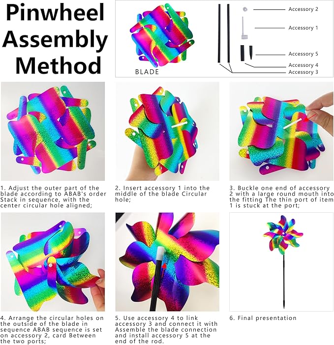 Reflective Bird Repellent Pinwheels, 7.1 inches in Diameter,Gradient Color 8-Blade Reflective Windmill, Outdoor Bird Deterrent, High Reflective Effect, for Yard, Balcony, Garden, Scare Birds.