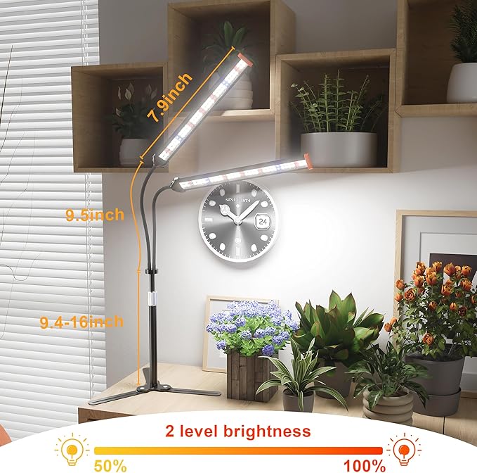 GooingTop Grow Light for Indoor Plants Growing Full Spectrum LED Lamp with Optional Dimming & Timer