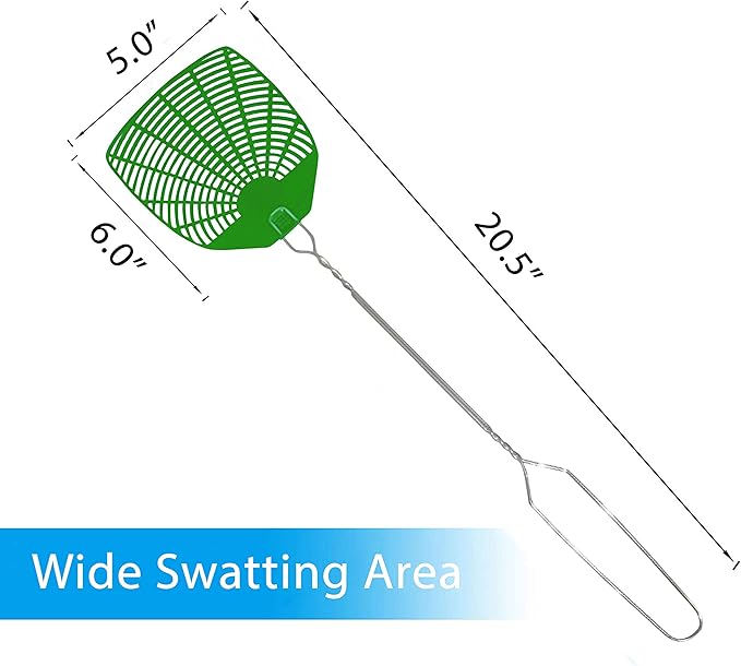 Supreme Bug & Fly Swatter 6-Pack – Braided Metal Handle 6 Pack Fly Swatters, Multi Pack Colors, – for Indoor/Outdoor – Flyswatter (21 inch- Set of 6)