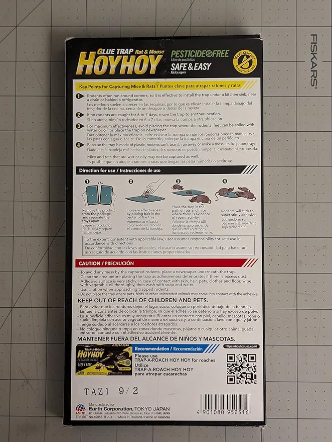 HOY HOY Regular Size Rat & Mouse Indoor/Outdoor Glue Trap (4 Pack)