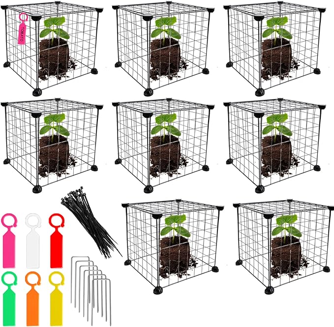 8 Set Wire Plant Covers Plant Protectors from Animals,80 Pcs 12"X12" Chicken Garden Cloches for Plants Metal Meshes for Protect Plants Vegetables