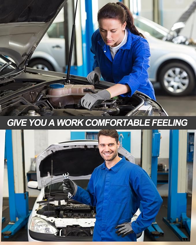 Maxcheck 54 Pairs PU Coated Gloves Bulk, Reusable Rubber Safety Gloves for Men Women Work Warehouse, Mechanic, Woodworking