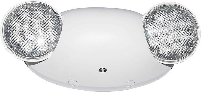 LIT-PaTH LED Emergency Lighting Fixtures with 2 LED Bug Eye Heads and Back Up Batteries- US Standard Exit Light, UL 924 and CEC Qualified, 120/277 Voltage, White, 1-Pack
