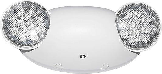 LIT-PaTH LED Emergency Lighting Fixtures with 2 LED Bug Eye Heads and Back Up Batteries- US Standard Exit Light, UL 924 and CEC Qualified, 120/277 Voltage, White, 1-Pack
