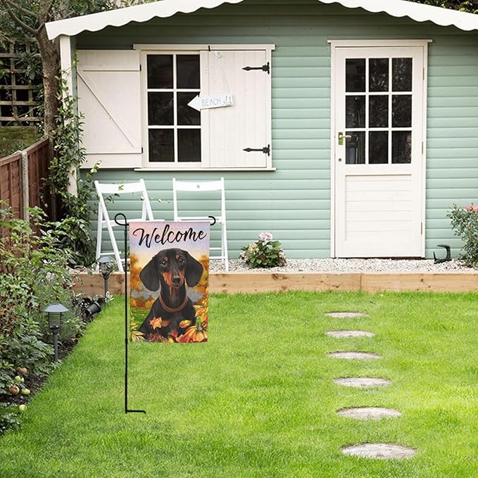 Dachshund Fall Pumpkin Fall Dog Garden Flag Welcome Party Outdoor Outside Decorations Picks Home House Garden Yard Decor 12x18 Inch