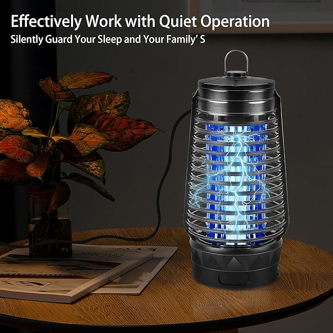 Lulu Home Bug Zapper, Plug-in Electric Mosquito Killer with Sticky Boards & 365nm Lamp Attracting Moths Gnats Flies, Plastic Insects Trap with Bulb Replacement for Indoor Hanging Use