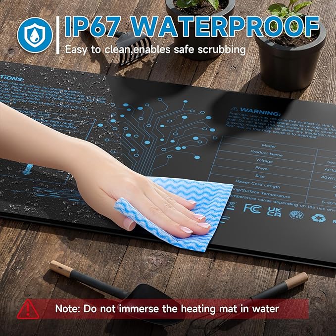 2 Packs Hon&Guan 10"x 20.75" Seedling Heat Mat with Digital Thermostat Combo Set,Waterproof Plant Heating Pad for Germination,Indoor Gardening,Greenhouse