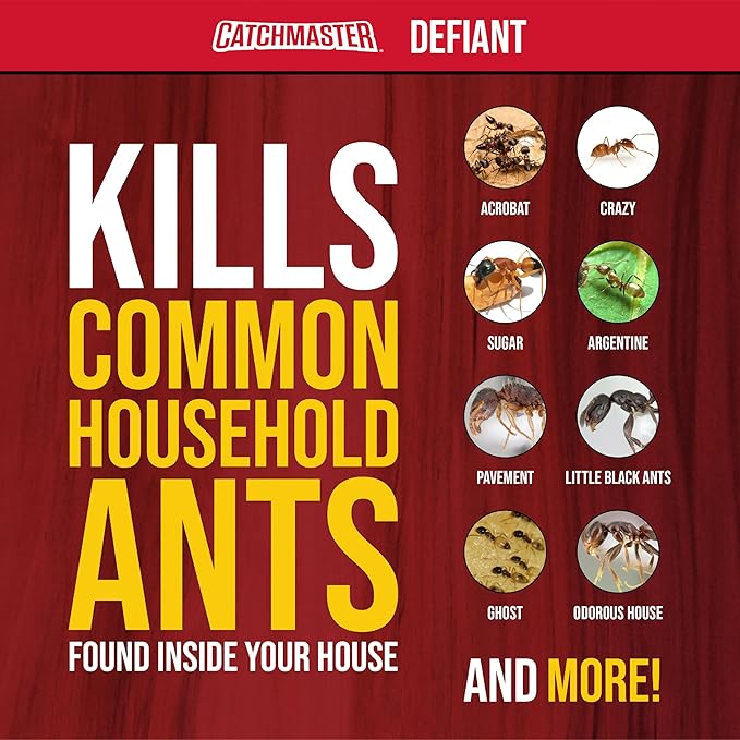 Catchmaster DEFIANT Liquid Ant Bait + 4 Classic Ant Stations + 8 Window Sill Stations Bundle, Multi-Surface Pest Control Traps for Home & Outdoor, Reduce & Remove Colonies