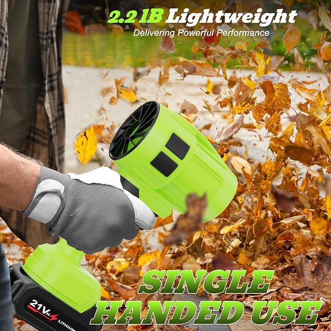 Leaf Blower Cordless with Battery, Turbo Jet Blower, 55000RPM Handheld Leaf Blower 2 X 4.0Ah Batteries for Lawn Care, Patio, Blowing Leaves, Snow Blowing (Green-001)