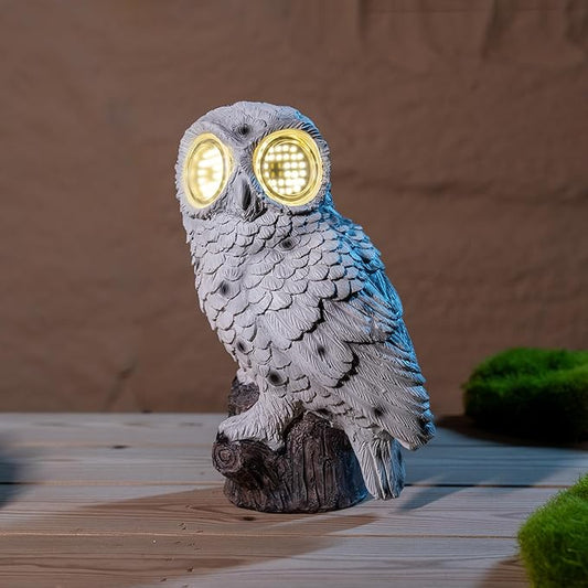 Solar Owl Garden Statue with Led Lights Waterproof Outdoor Decorative Lamp with Moving Eyes Perfect Unique Gift for Women, Moms and Garden Lovers Ideal for Yards Patios and Lawns