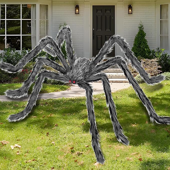 Halloween Decorations Outdoor and Indoor,78" Giant Spider Decorations,Scary Large Spider Props for Yard Lawn,Halloween Party Decorations,Haunted House Decor,Sliver