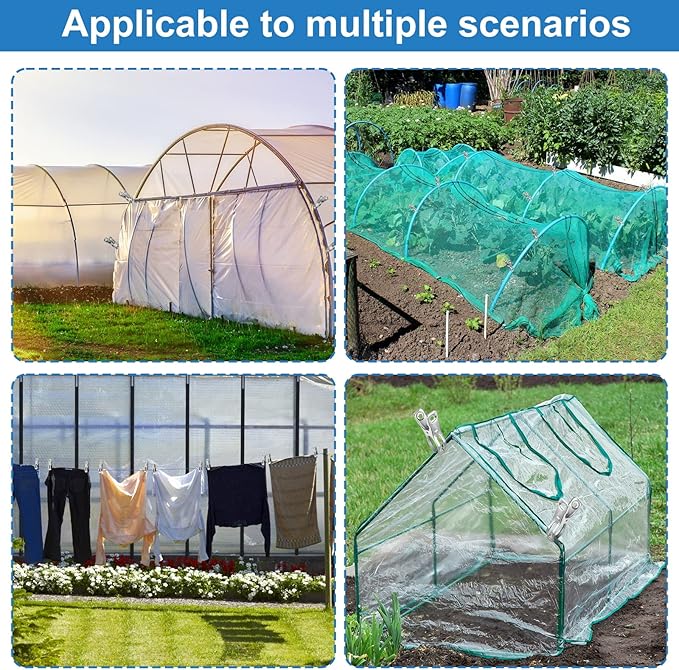 120 Pcs Greenhouse Clips, Garden Clips for Netting, Stainless Steel Greenhouse Clamps, Have a Strong Grip to Hold Down The Shade Cloth or Plant Cover on Garden Hoops or Greenhouse Hoops