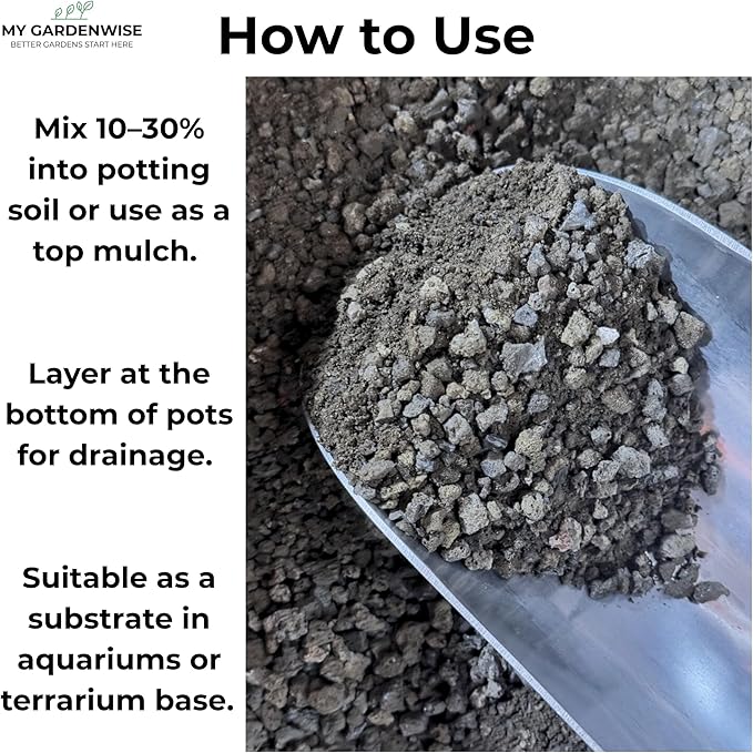 Lava Rocks for Plants (3/8’’ Minus), Natural Black Lava Rocks, Succulent & Terrarium Horticultural Volcanic Rock, Ideal Drainage for Potted Plants, Made in USA (3 qts - 4.8 lbs)