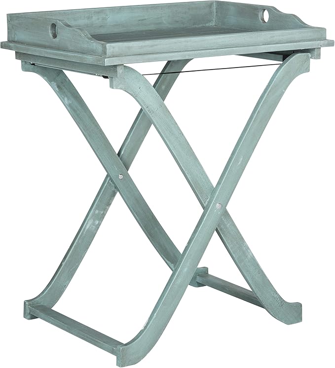 Safavieh Outdoor Collection Covina Beach House Blue Tray Table