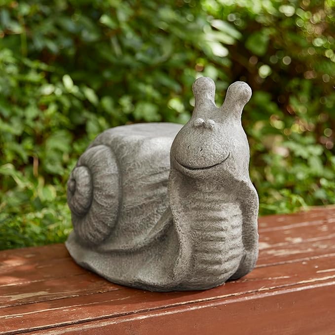 Glitzhome MGO Snail Garden Statue or Planter Stand Indoor and Outdoor Decoration, 16.25" L