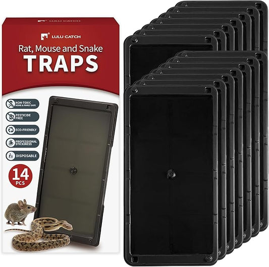 LULUCATCH Mouse Traps 14 Pack, Heavy Duty Mouse Traps Indoor for Home, Rat Trap for Mice & Snakes with Non-Toxic Glue, Large Mice Traps Indoor, Pet Safe Pest Control