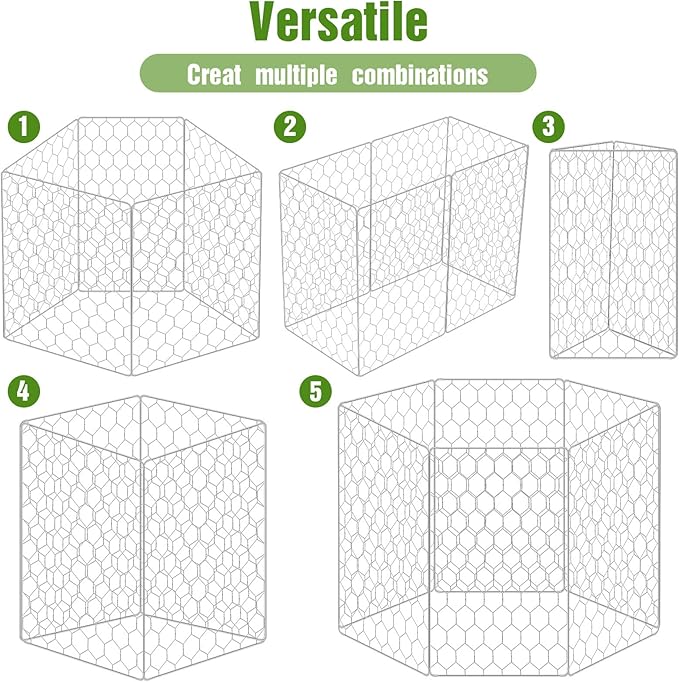 16 Set Wire Plant Protectors Square Wire Plant Cages Chicken Wire Cloche Mesh Plant Cage with 64 Ground Stakes and 200 Nylon Ties Protect Plants, Garden, Vegetables from Animals(12 x 20)