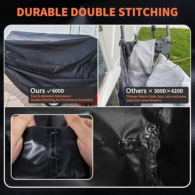 HOMEYA Snow Blower Cover, 600D Snowblower Cover Waterproof Heavy Duty Snow Thrower Outdoor Protection Universal Fit Two Stage Snow Blowers for Ego Toro Ariens Cub Cadet Troy Bilt Craftsman Husqvarna