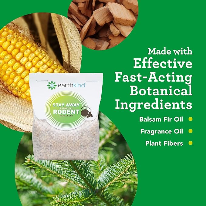 Stay Away Rodent Repellent - Pest Control for Indoor Use - Safe for Kids & Pets When Used As Directed - with Plant Fibers, Balsam Fir & Fragrance Oil - 6-Pack with Extended Release Pouch Pod