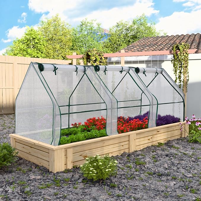 EAGLE PEAK Tunnel Greenhouse Garden Green House with Roll-Up Zipper Doors, Portable 96"x36"x36", Bubble Film Cover, White
