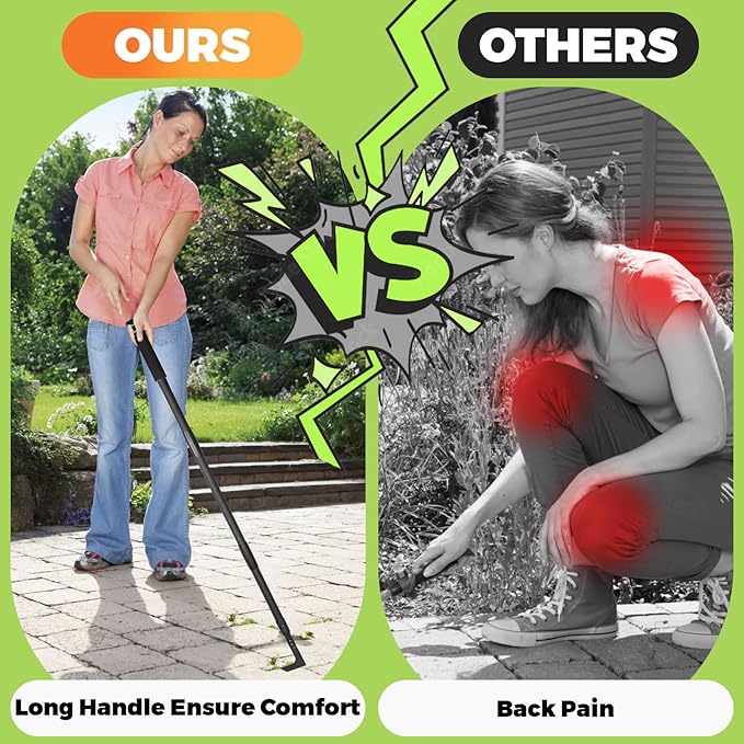Crack Weeder 43.7" Long Handle Manual Crevice Weeding Tool Weed Puller Tool Durable Weed Remover for Sidewalks, Pavers, Deck Boards, Narrow Wall Gaps
