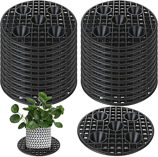 QTLCOHD 24Pcs Plastic Plant Stands 8 Inch Black Plant Level Pot Elevator Patio & Deck Floor Protector for Indoor Outdoor Garden Flower Potted Plants