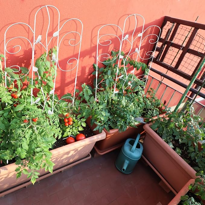 2 Pack Metal Garden Trellis for Climbing Plants Outdoor 61''x 18.5" Rose Flower Support Rustproof Sturdy Leaves Garden Trellis for Vegetables Trellis for Potted Plants - White