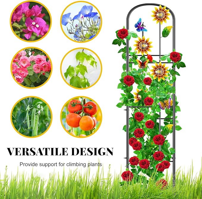 2 Pack Garden Trellis for Climbing Plants Outdoor, Metal Plant Trellis Vine Frame Support for Potted, Decoration Plant Wall Brackets Lattice for Indoor Flowers Vegetable Fruits Rose