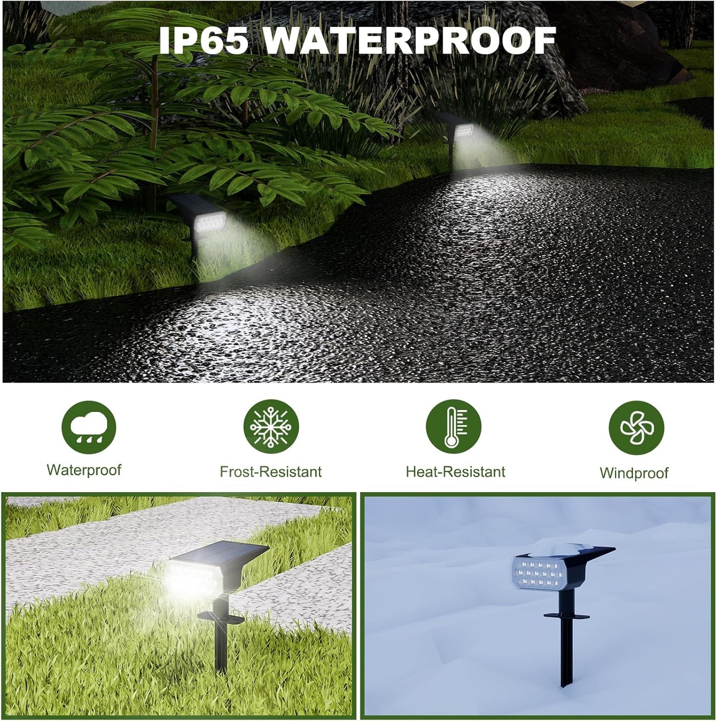 Solar Spot Lights Outdoor Waterproof IP65, 3 Lighting Modes Solar Outdoor Lights for Garden Yard Outside Landscape, 1 Pack