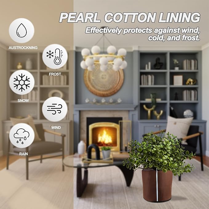 2Pcs Plant Pot Protection Cover for Winter - Flower Pot Protection Bag, Thermal Pot Protector with Coir mat for Outdoor Potted Plants Flowers Shrubs Trees Keep Warm (Dia 17.7 inch x 25.6 inch H)