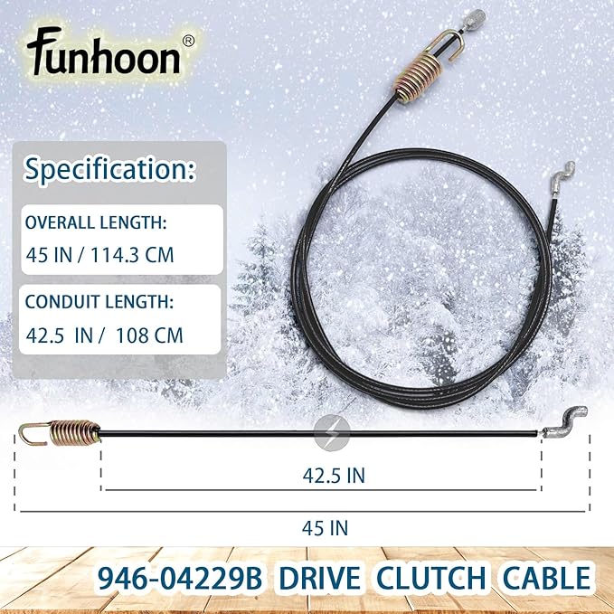 946-04229B Drive Clutch Cable for MTD Craftsman Cub Cadet Yard Machines Yard Man Most 2-Stage Snow Blowers Replaces 746-04229 746-04229B 946-04229