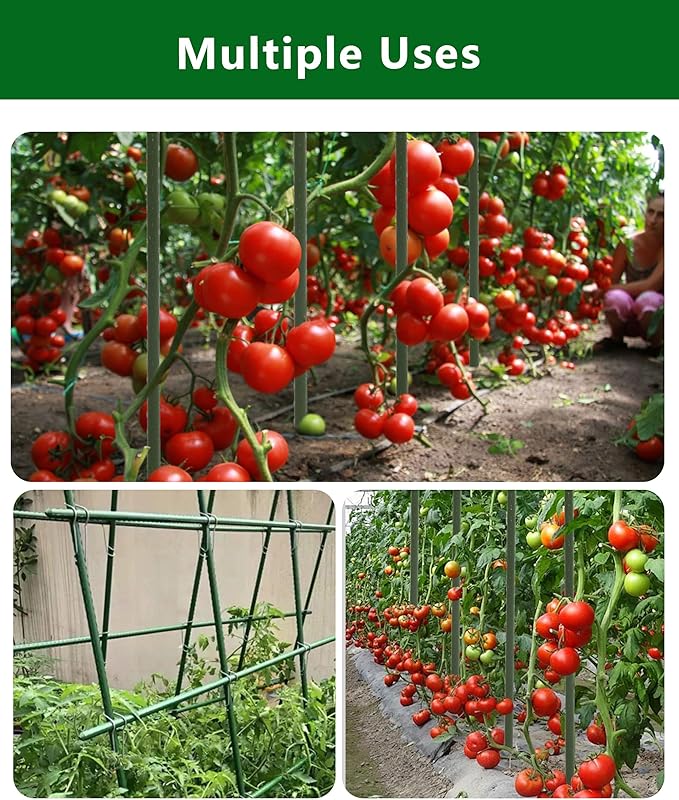 4ft Garden Stakes, Plastic Coated Steel Plant Stakes for Climbing Plants 25pcs