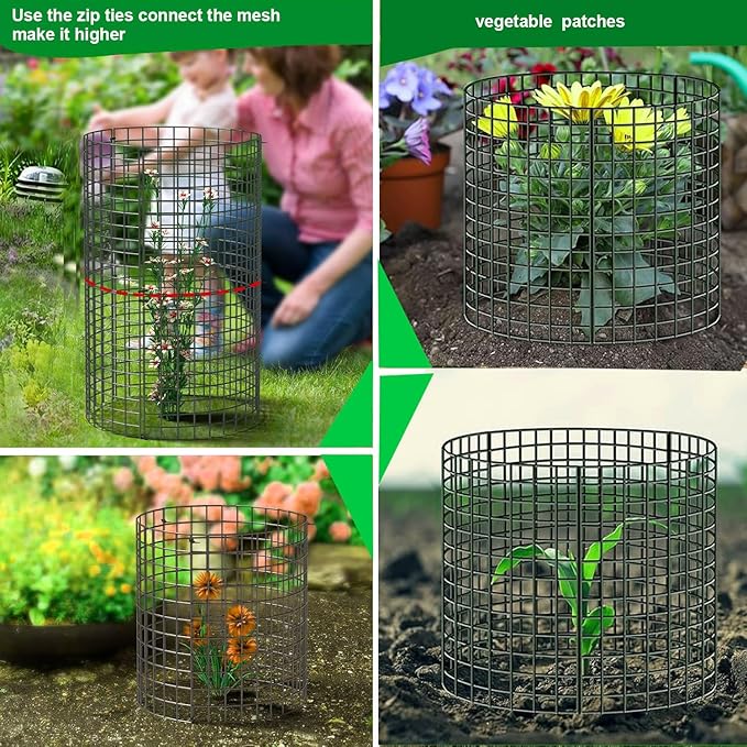 6 PCS Plant Protectors from Animals,14" H X 13" D Metal Mesh Plant Cage Covers with Garden Plant Outdoor for Flower Vegetable to Keep Animals Out