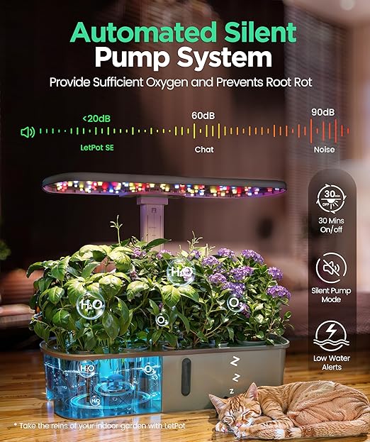LetPot LPH-Air Hydroponics Growing System Kits, APP & WiFi Controlled Smart Indoor Garden with 24W Grow Light Full Spectrum, 10 Pods Planter Indoor Gardening for Gifts, Kitchen, Vegetable (Green)