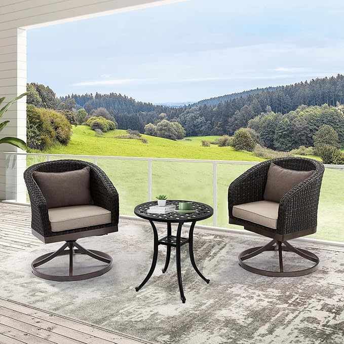 Outdoor 19" Pack of 2 Cast Aluminum Round Side Table End Table for Patio, Backyard, Pool, Indoor Companion, Easy Maintenance and Weather Resistant, Black