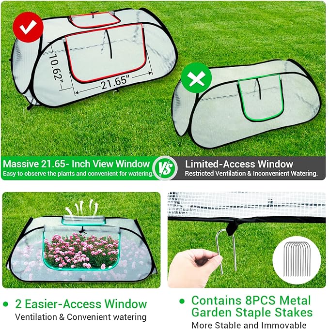 Garden Covers for Raised Beds, Pop Up Raised Garden Bed Cover, Garden Row Plants Cover Accelerator, Greenhouse Cover for Protecting Seedlings Fruits Vegetable Rows 45" L x 22" W x 16" H(1 Pack)