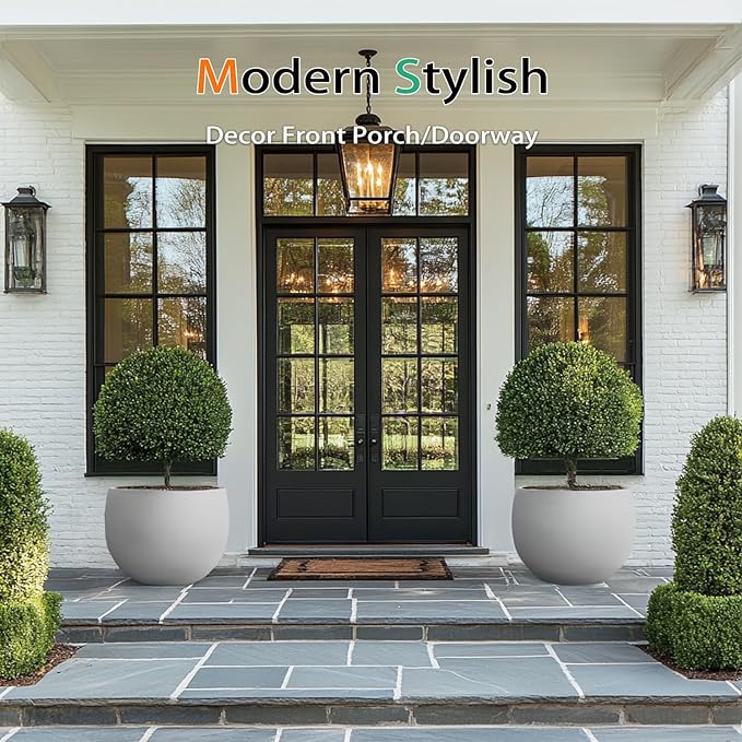 Ball Concrete Planter Outdoor Indoor, Large Tall Cement Plant Pots for Trees Flowers (Gray, 18 inch)