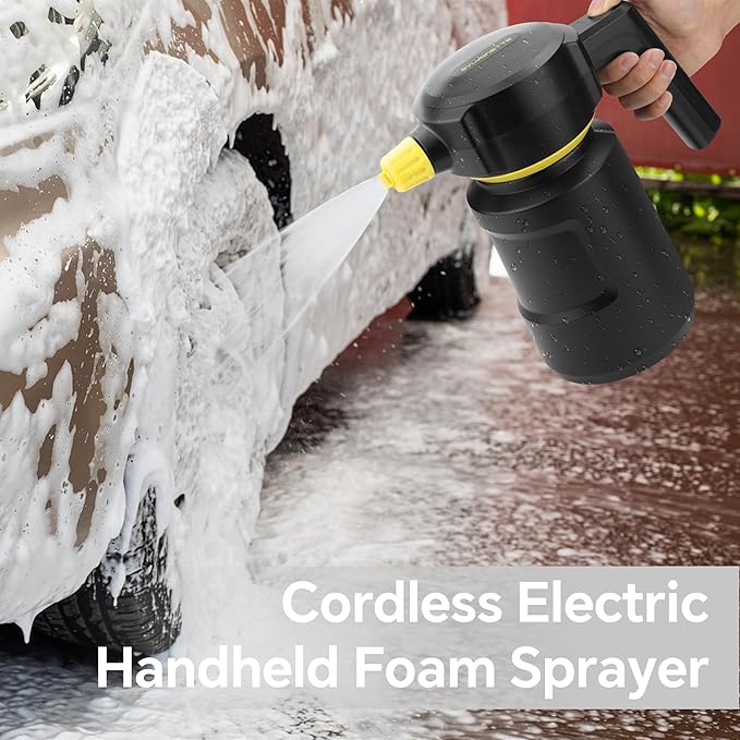 Electric Car Foam Sprayer 2L Cannon Sprayer Cordless Battery Powered Foam Gun Car Wash Sprayer 4500Mah USB C Recahgeable Sprayer