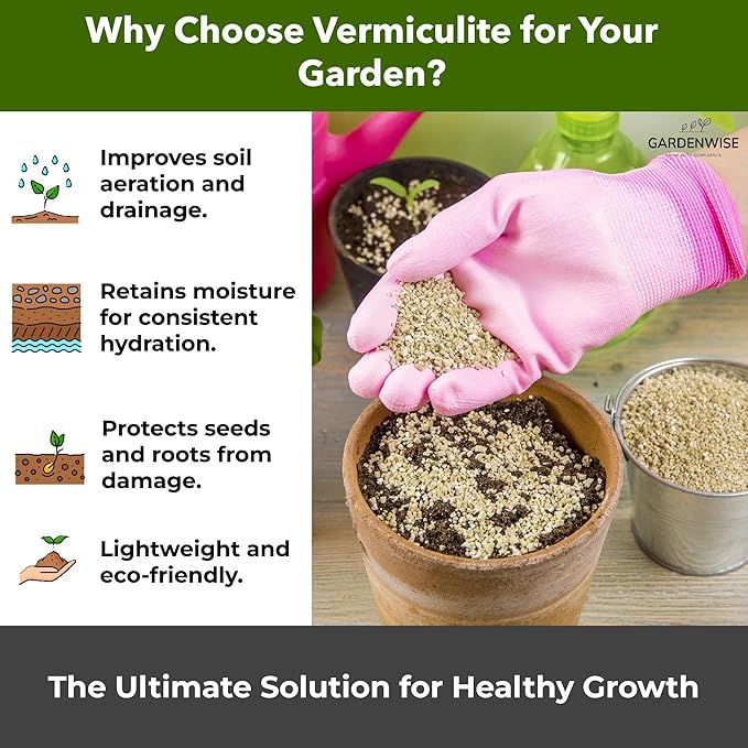 Organic Coarse Vermiculite for Indoor Gardening Plants and Mushrooms – Enhances Soil Aeration, Seed Germination, Rooting Cuttings – Small Packages and Bulk (Vermiculite Grade 4 – Coarse, 5 qt)