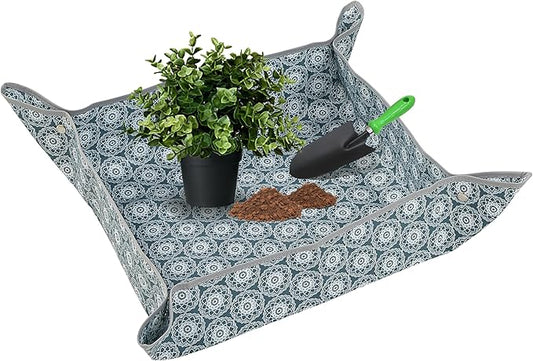 Heavy-Duty Waterproof – Indoor Plant Transplanting & Mess Control Mat, Thick Succulent Potting Tray for Soil Change, Spill-Proof Gardening & Pet Grooming Mat (S - 26.8"X26.8")
