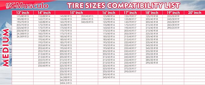 K-Musculo Snow Socks for Tires, Snow Socks Snow for Car SUV Pickup Easy to Use, Ultimate Grip, Washable.100 KM Safely In The Snow, EU EN-16662-1 Certififed(2 PACKS)-M