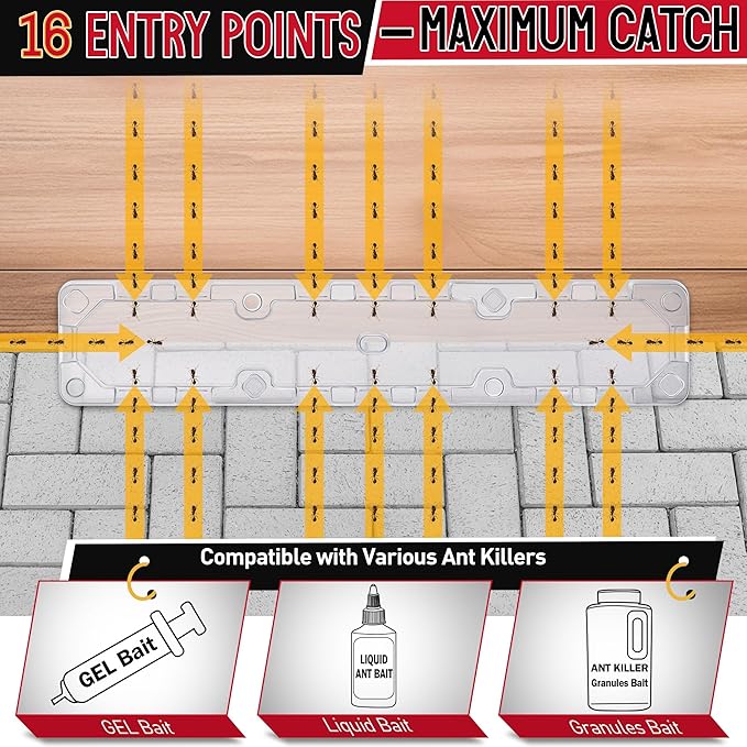 Qualirey 8 Set Ant Bait Stations Reusable (Bait NOT Included), Multi Surface Ant Killer Trap for Home, Control for Indoor and Outdoor Use, Roach Station for Common Household (Large)