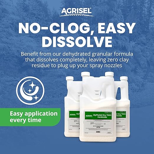 GlyPhoSel Pro Dry Weed Killer, Fast-Acting, Targets Tough Weeds from Leaf to Root, Easy-to-Use Tip & Pour Container, Pet Safe, Includes 3-Pack of Agrisel Protective Gloves, 5 Pounds