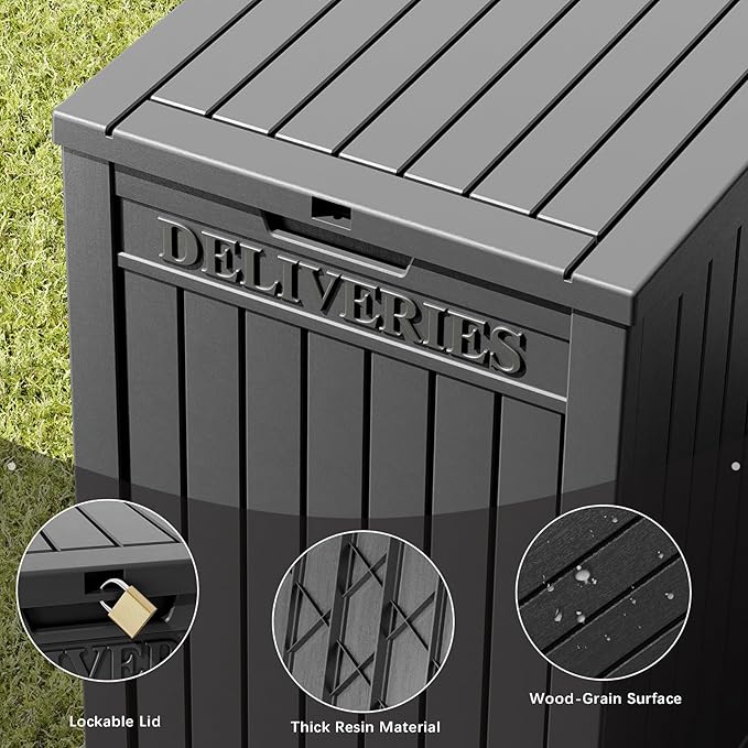 Package Delivery Box for Outside, 48 Gallon Storage with Lockable Secure, Large Resin Outdoor Package Drop Container