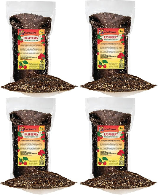 Premium Raspberry Potting Soil Mix - Optimal Blend for Thriving and Juicy Berries - 20 Quart