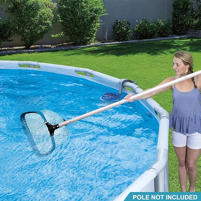 POOLWHALE 14" Pool Pollen Net - Pool Skimmer Net Rake, Strong Aluminum Frame, Ultra Fine Mesh Nets for Cleaning & for Sand, Silt, Leaves, Remove The Finest Debris