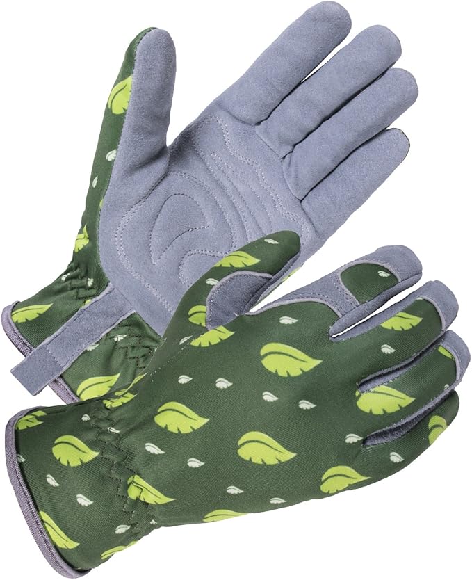 SKYDEER Premium Genuine Deerskin Suede Women's Gardening Gloves, Ultra-Soft Padded, Comfort Fit for Work (SD6615)