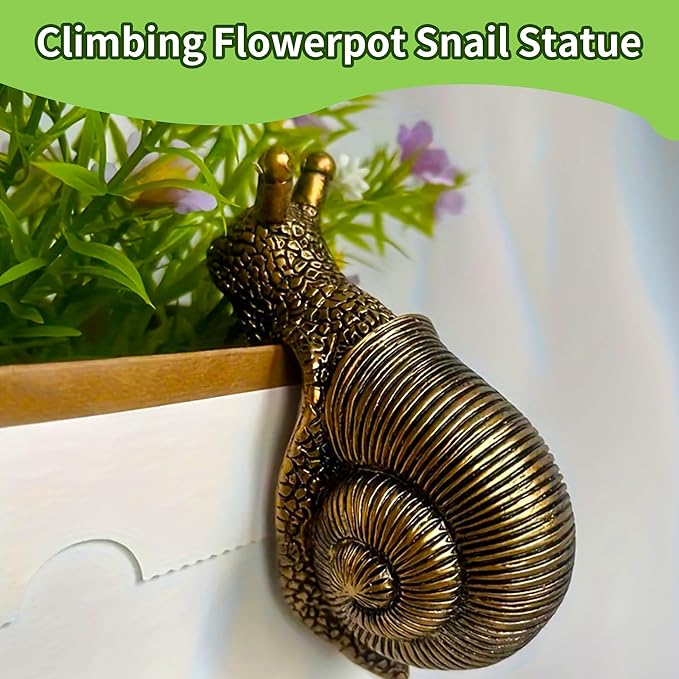 2025 New Vintage Resin Snail Embracing Flowerpot Statue Climbing Statue And Flowerpot Miniature Fairy Tale Garden Terrace Decoration Resin Art Courtyard Lawn Outdoor Fence Hanging Animal Decoration